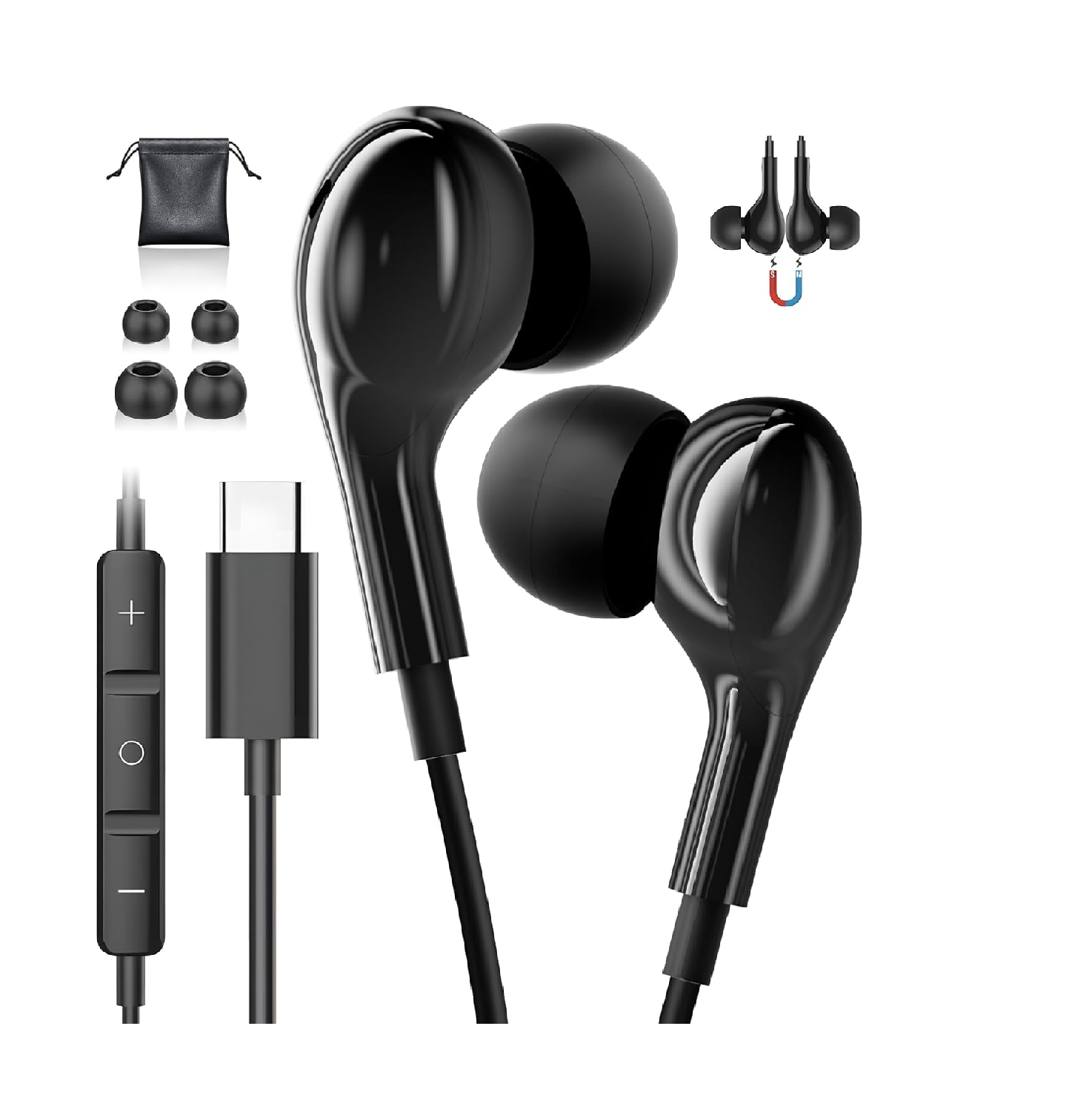 USB C Headphones Samsung S26 S25 iPhone 17 Wired Earbuds Type C 70C