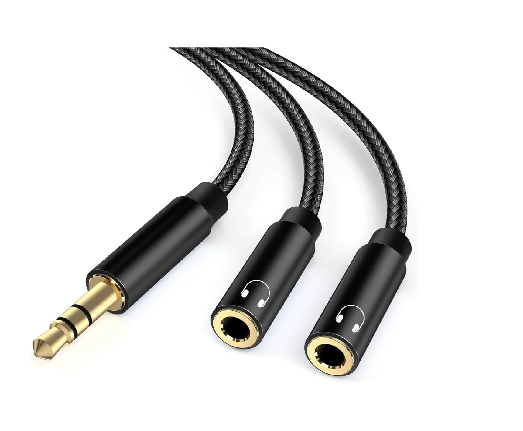 3.5mm Audio Splitter Y Adapter Male to Dual Female Headphone Cable Aux
