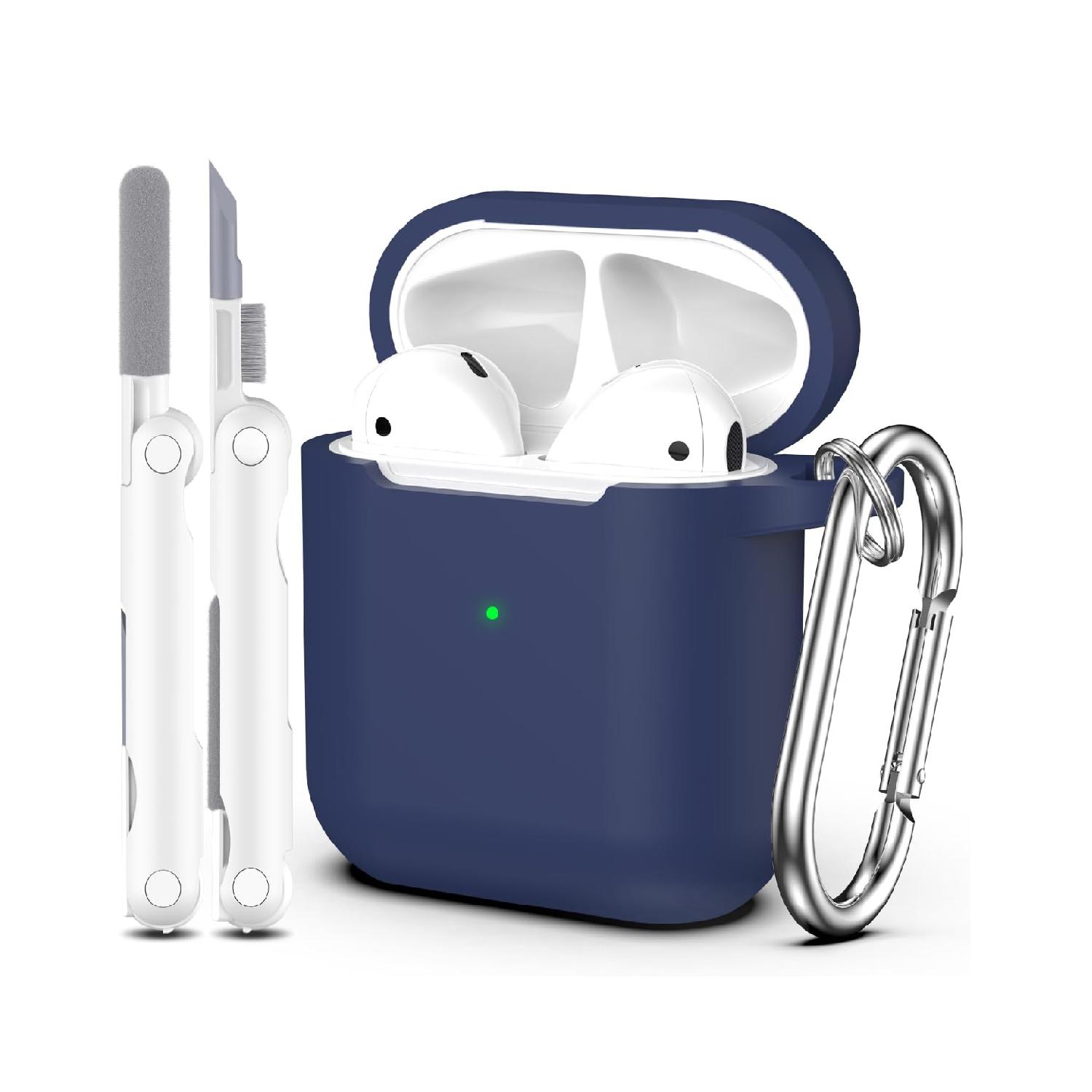 AirPods Case Cover with Cleaning Kit & Keychain, Sky Blue Silicone