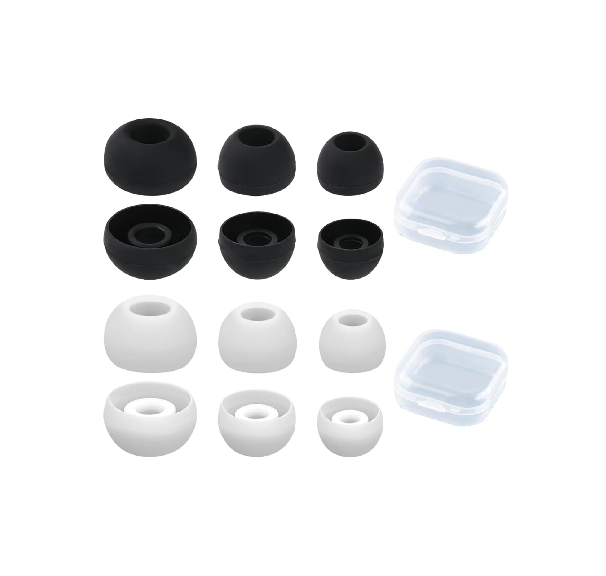 WR6 Replacement Earbud Tips Silicone Earphone Buds S/M/L Black White