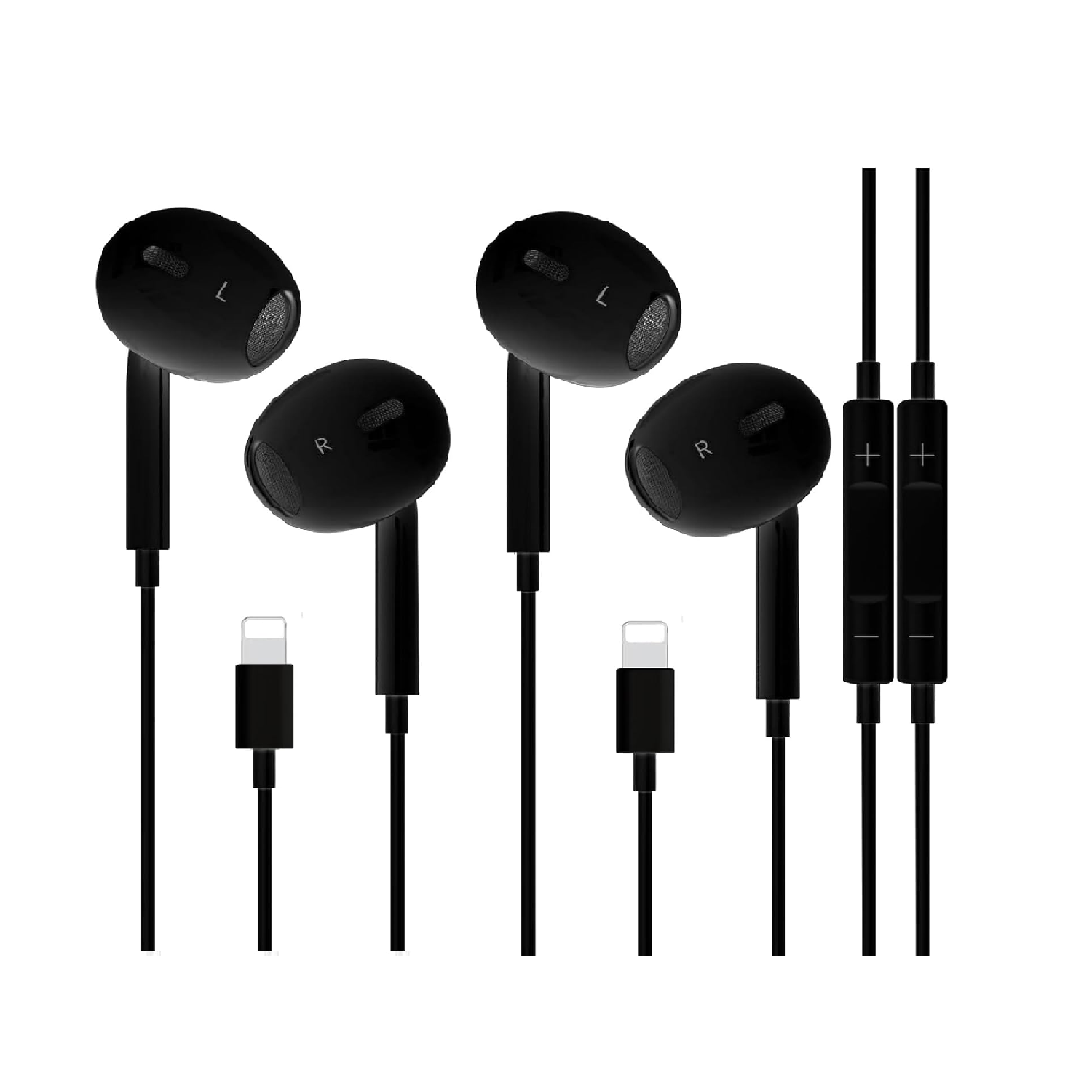 Apple MFi Certified 2 Pack Lightning iPhone Wired Earbuds Earphones 70C