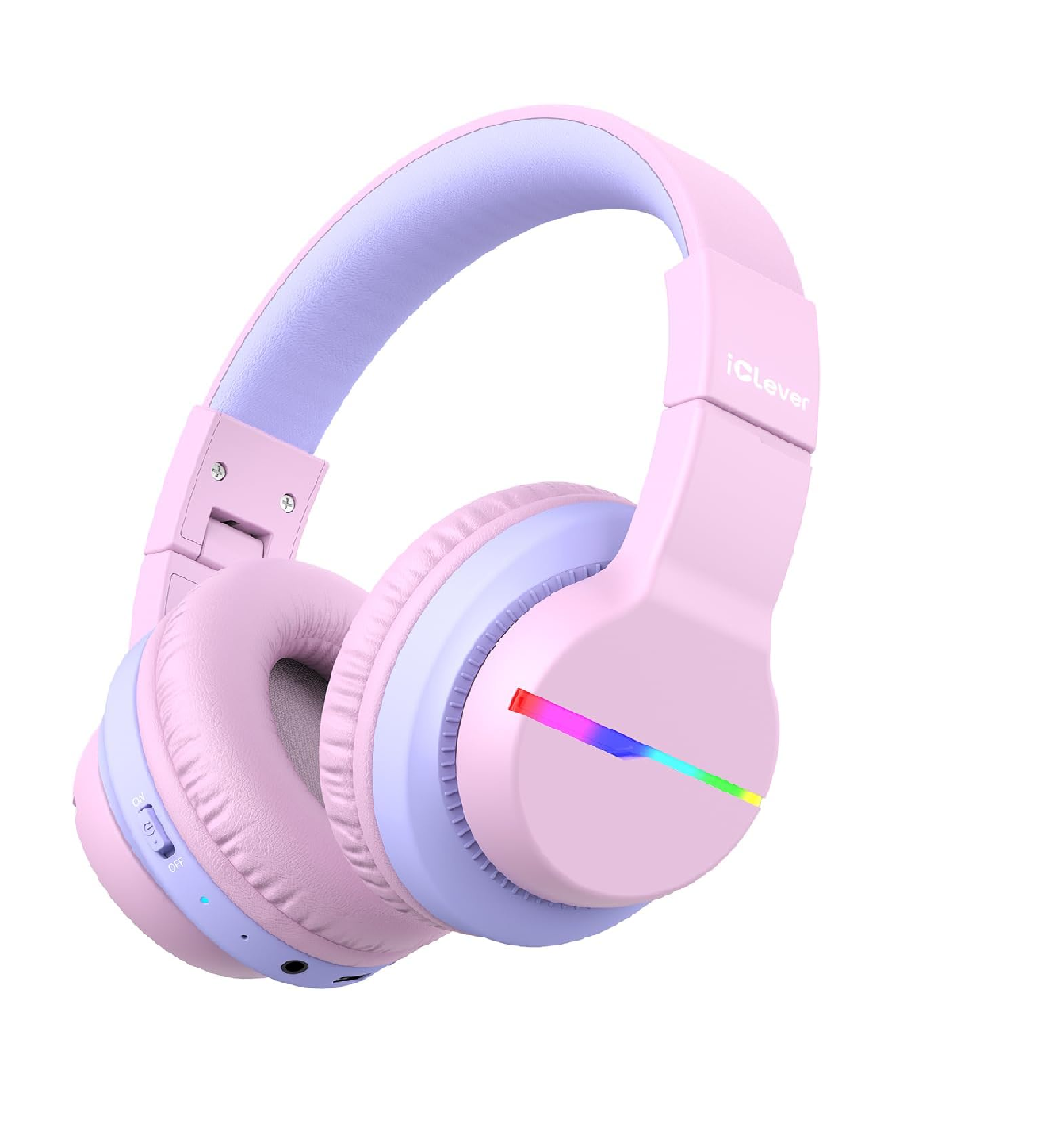 iClever BTH12 Kids Bluetooth Headphones, LED Lights, 85dB Limit BT 5.2