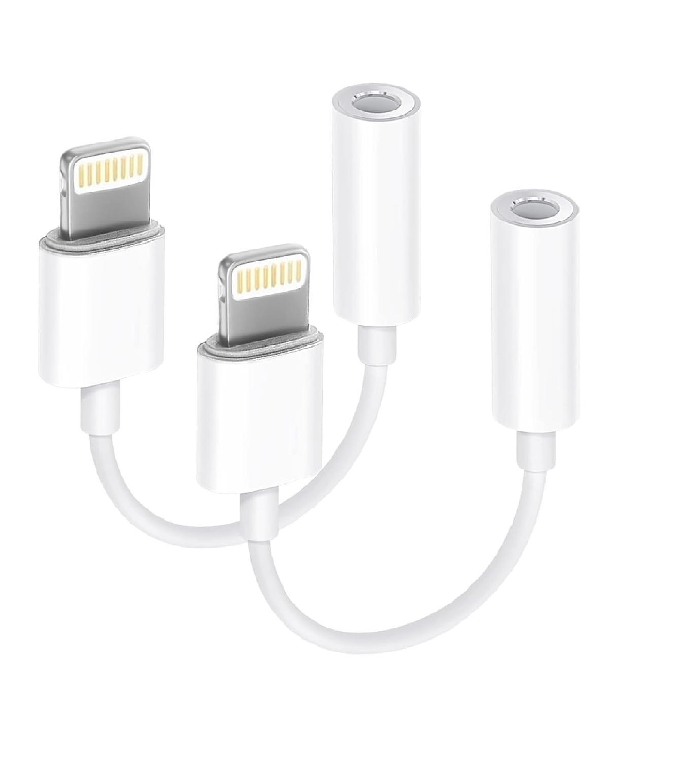2 Pack Lightning to 3.5mm Audio Adapter for iPhone Fast Connect