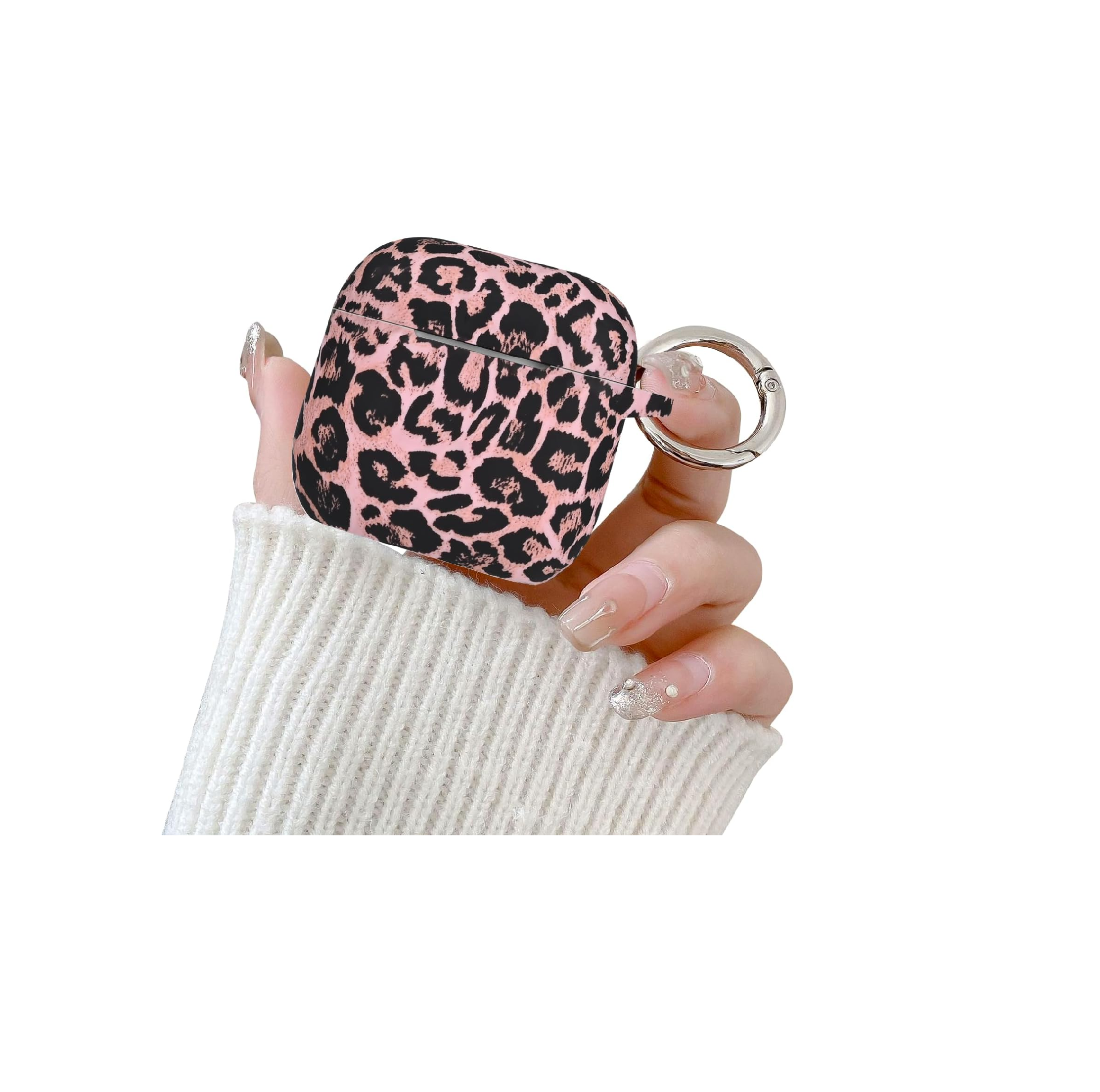AirPods 4 Case 2024 Leopard Print Silicone Shockproof Cover Keychain