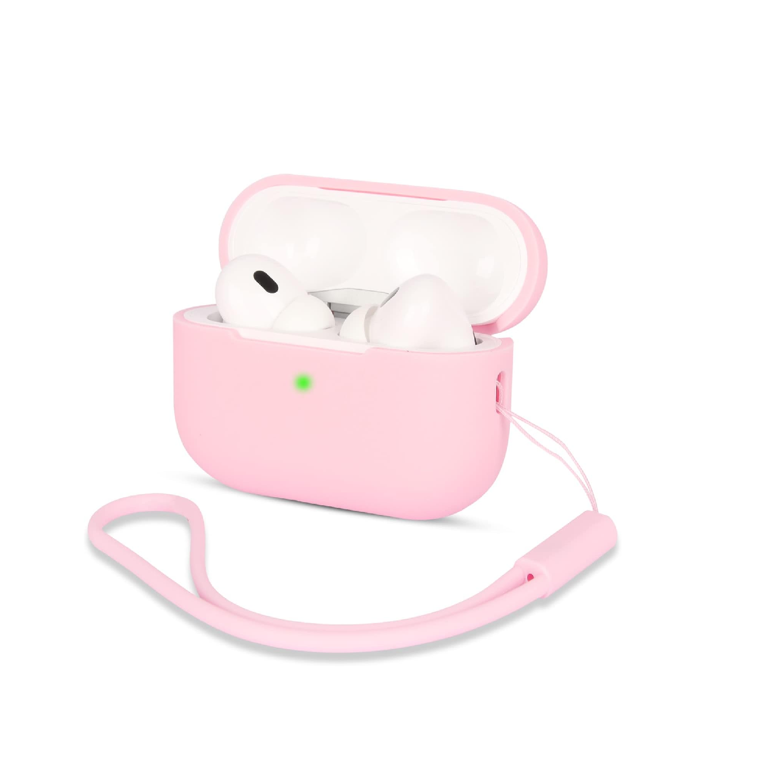 AirPods Pro 2 Case Cover, Shockproof Silicone Case with Lanyard Pink