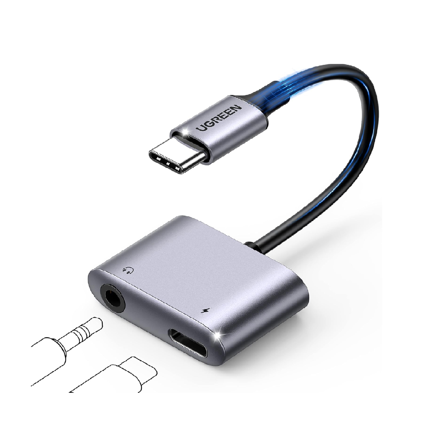 UGREEN USB-C to 3.5mm Adapter with DAC, PD 60W Fast Charging Support  Character Count: 70