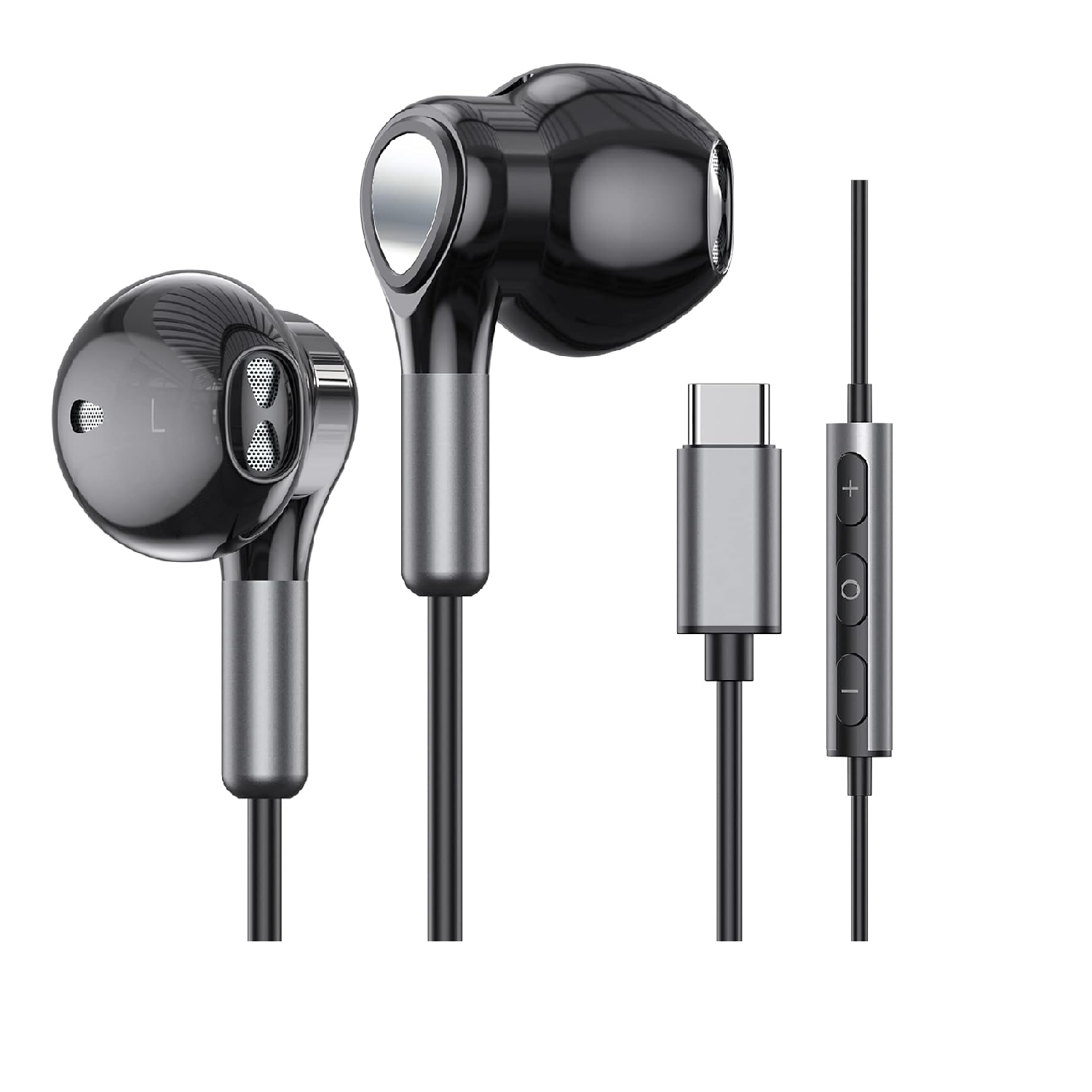 USB-C Earphones with Mic | Wired In-Ear Headphones for Samsung S26/S25/S24 & iPhone 17/16/15, iPad, Type-C Compatible