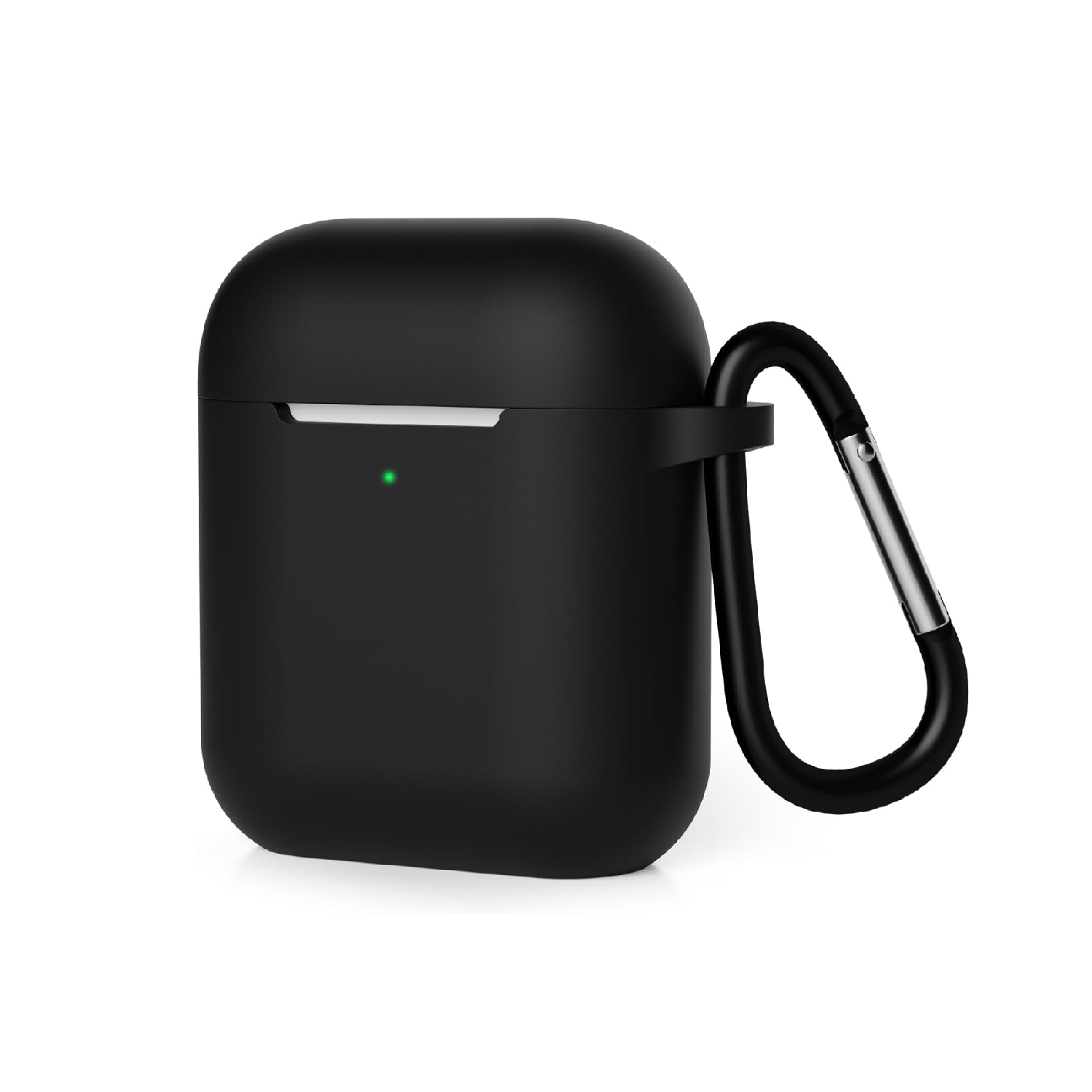AirPods 1 & 2 Case Cover, Shockproof Silicone Case with Carabiner Black