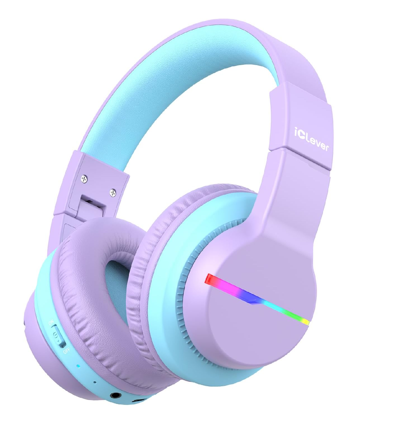 iClever BTH12 Kids Bluetooth Headphones, LED Lights, 85dB Limit BT 5.2
