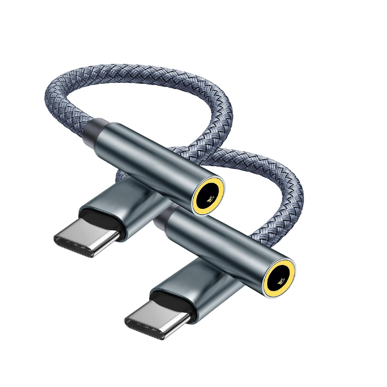 2 Pack USB-C to 3.5mm Headphone Adapter Nylon Aux Cable for Devices
