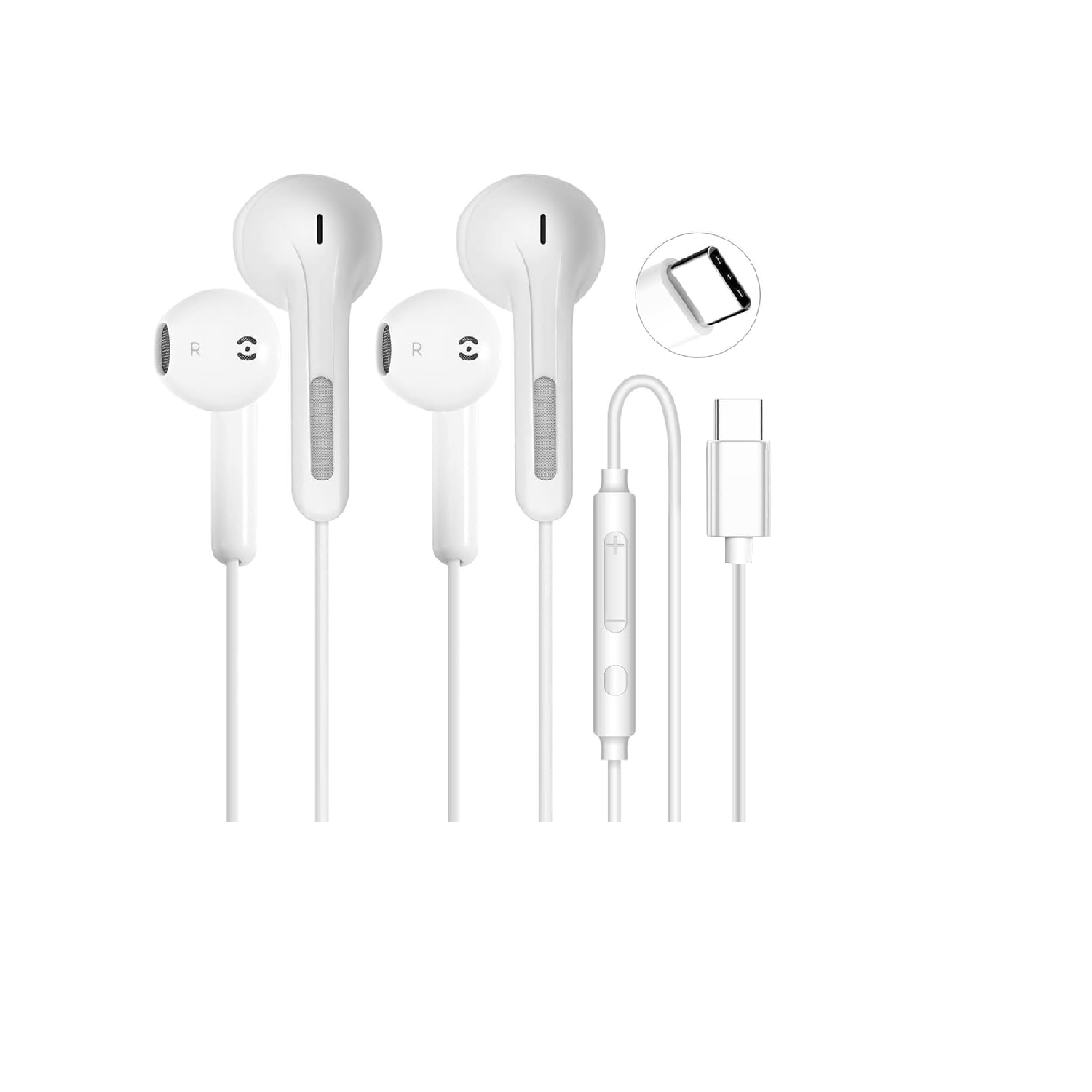 2 Pack USB-C Earphones with Mic | iPhone 17/16/15, Samsung, Pixel, iPad