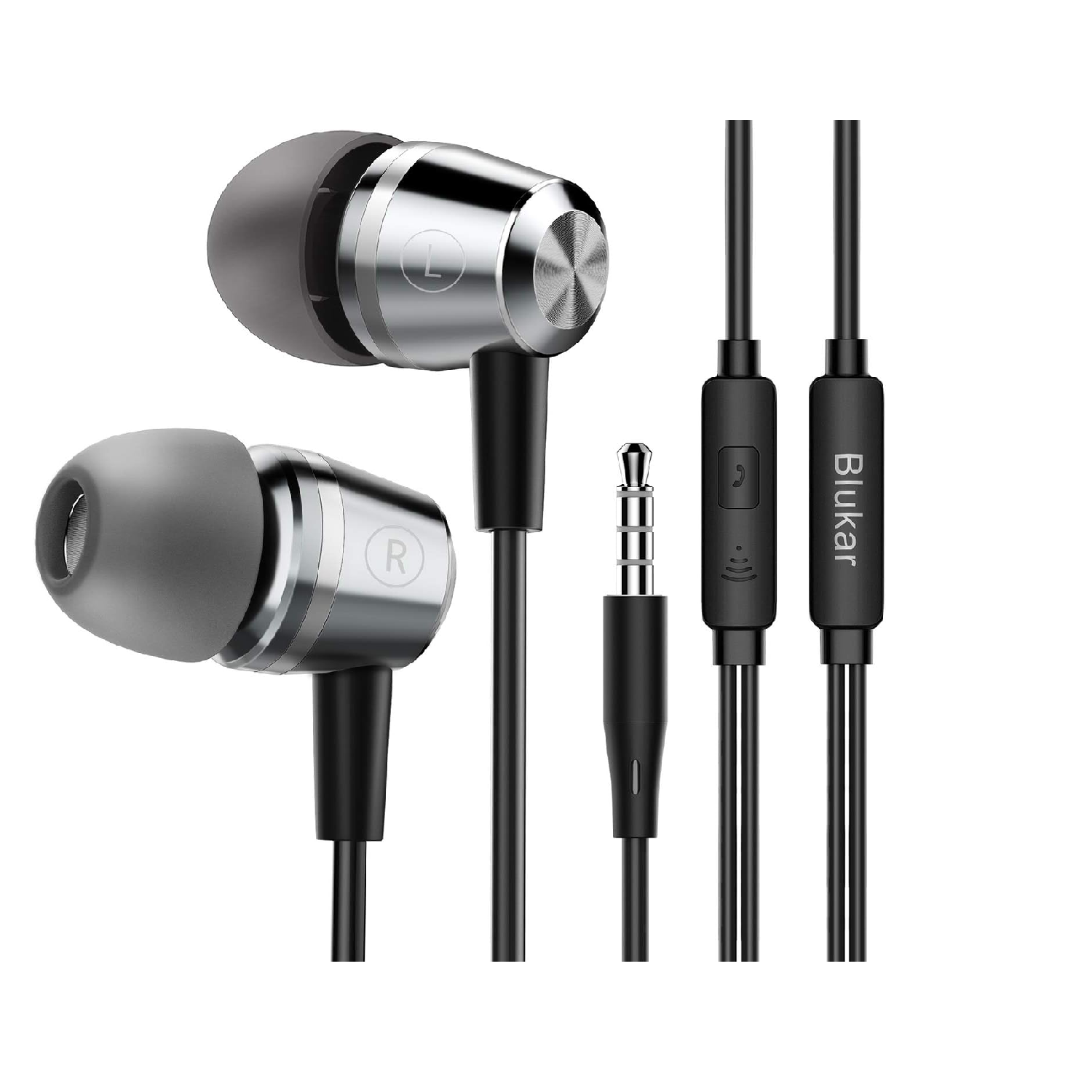 Blukar In-Ear Earphones with Microphone, Noise Isolating HD Sound (66 characters)