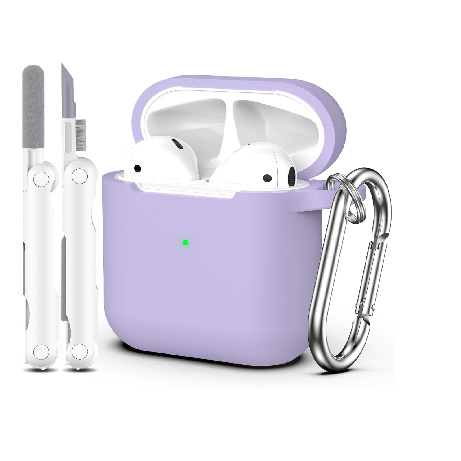 AirPods Case Cover with Cleaning Kit & Keychain, Sky Blue Silicone
