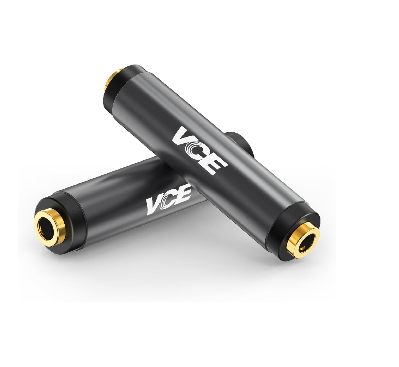 VCE 3.5mm Female to Female Aux Adapter, Gold Plated, 2-Pack, Audio Extender
