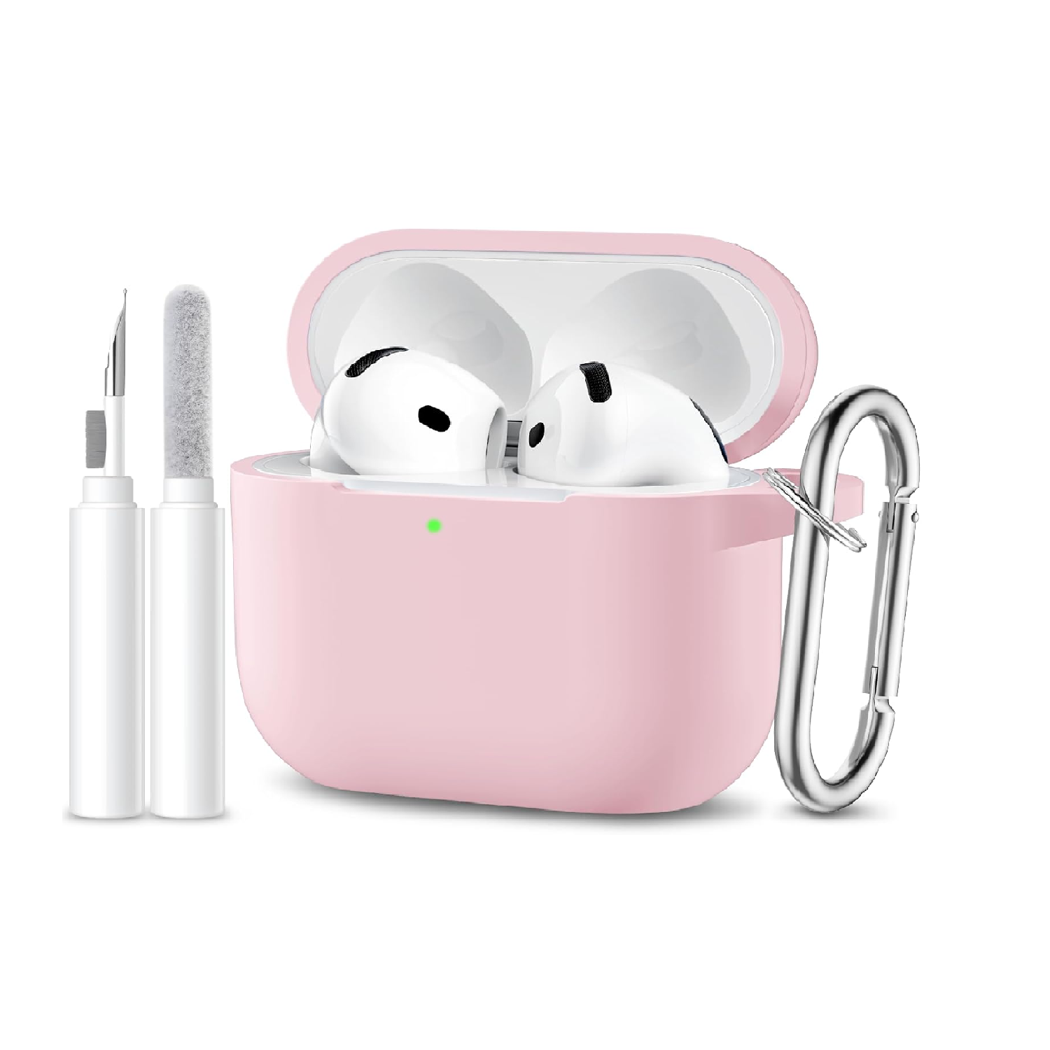 AirPods 4 Silicone Case with Carabiner & Cleaner Kit, Pink