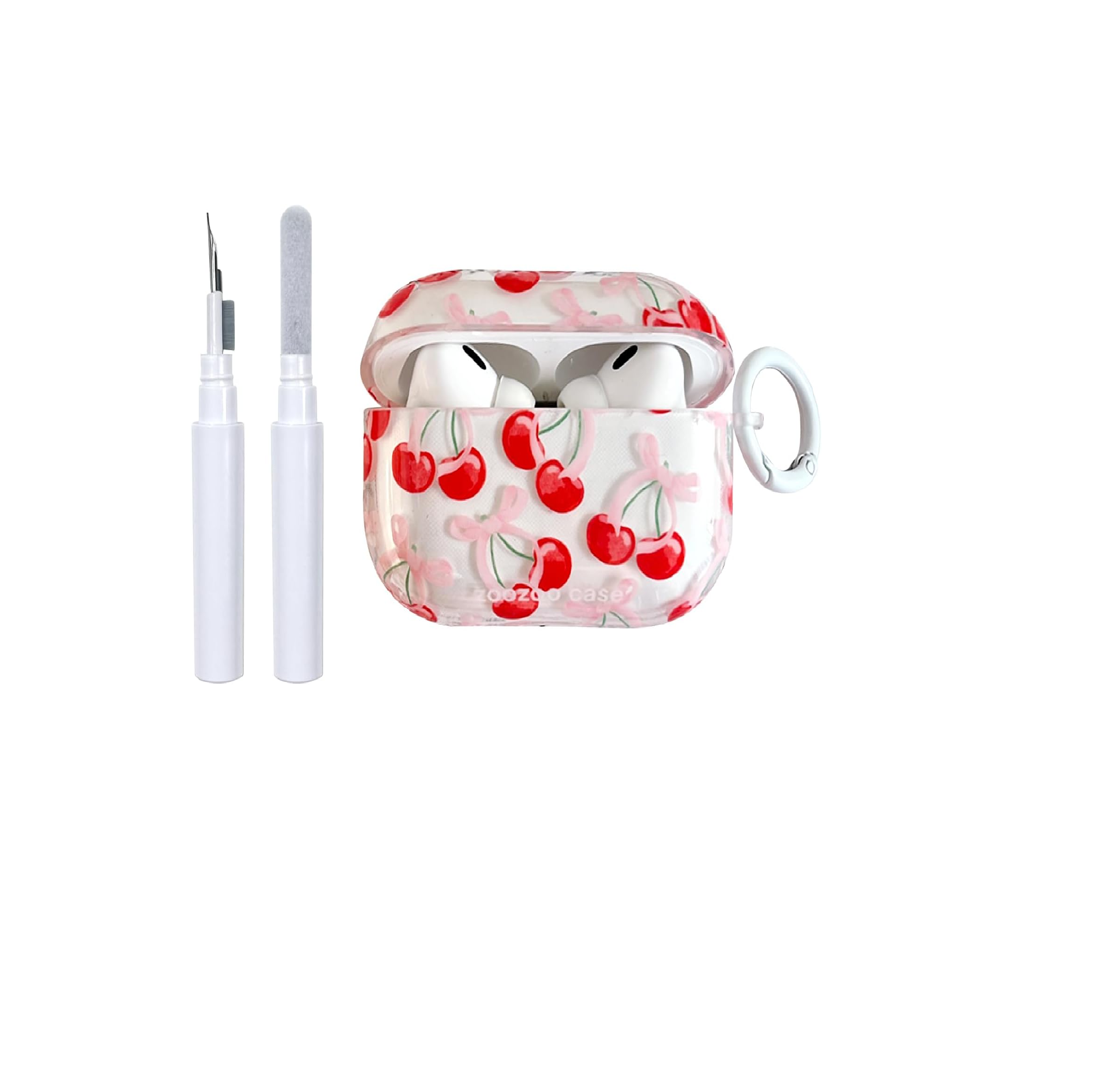 Cute Cherry Bow AirPods Pro 3 Case with Cleaner Kit Keychain Cover