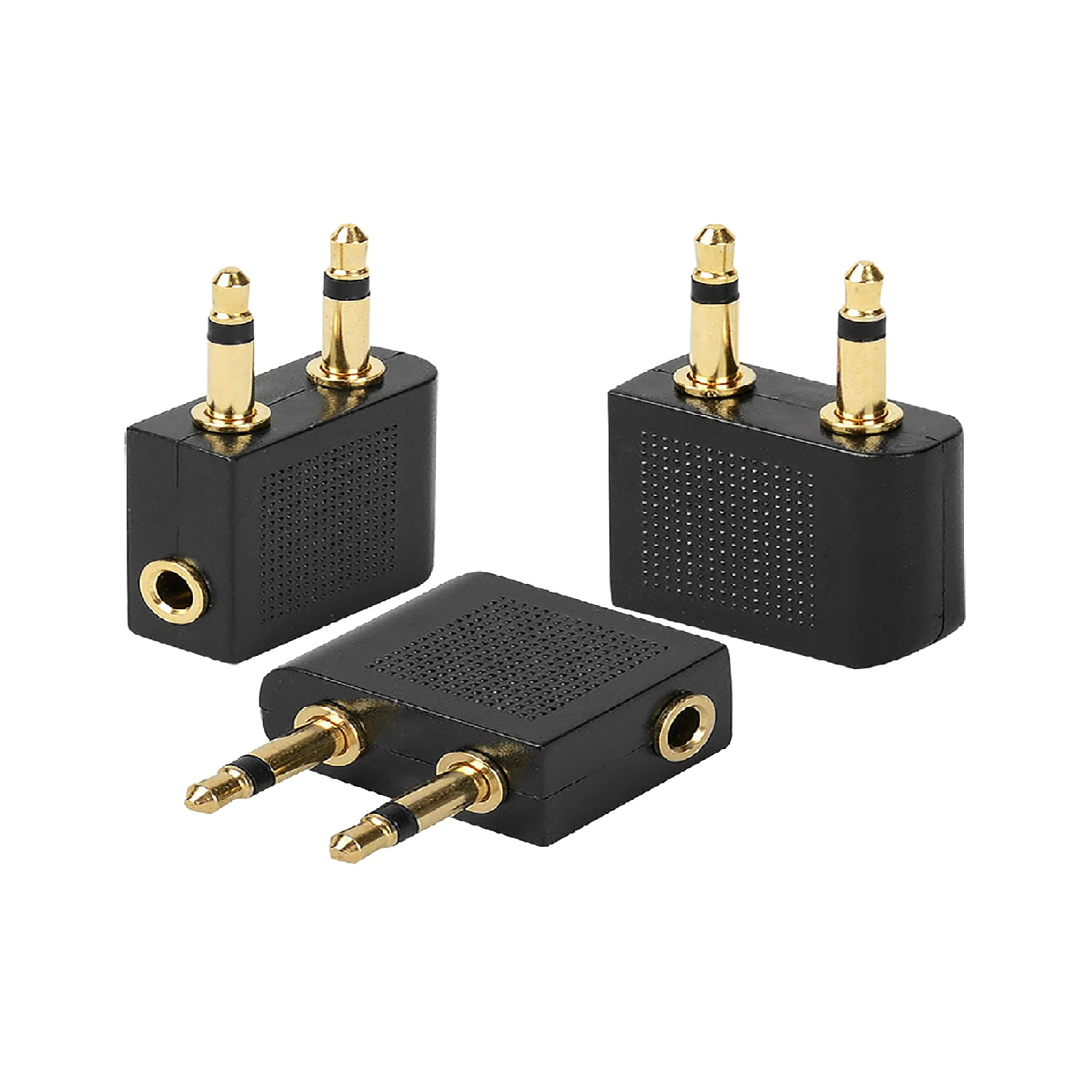 IRYNA 3 Pack Airline Headphone Adapter Gold Plated 3.5mm Stereo Jack