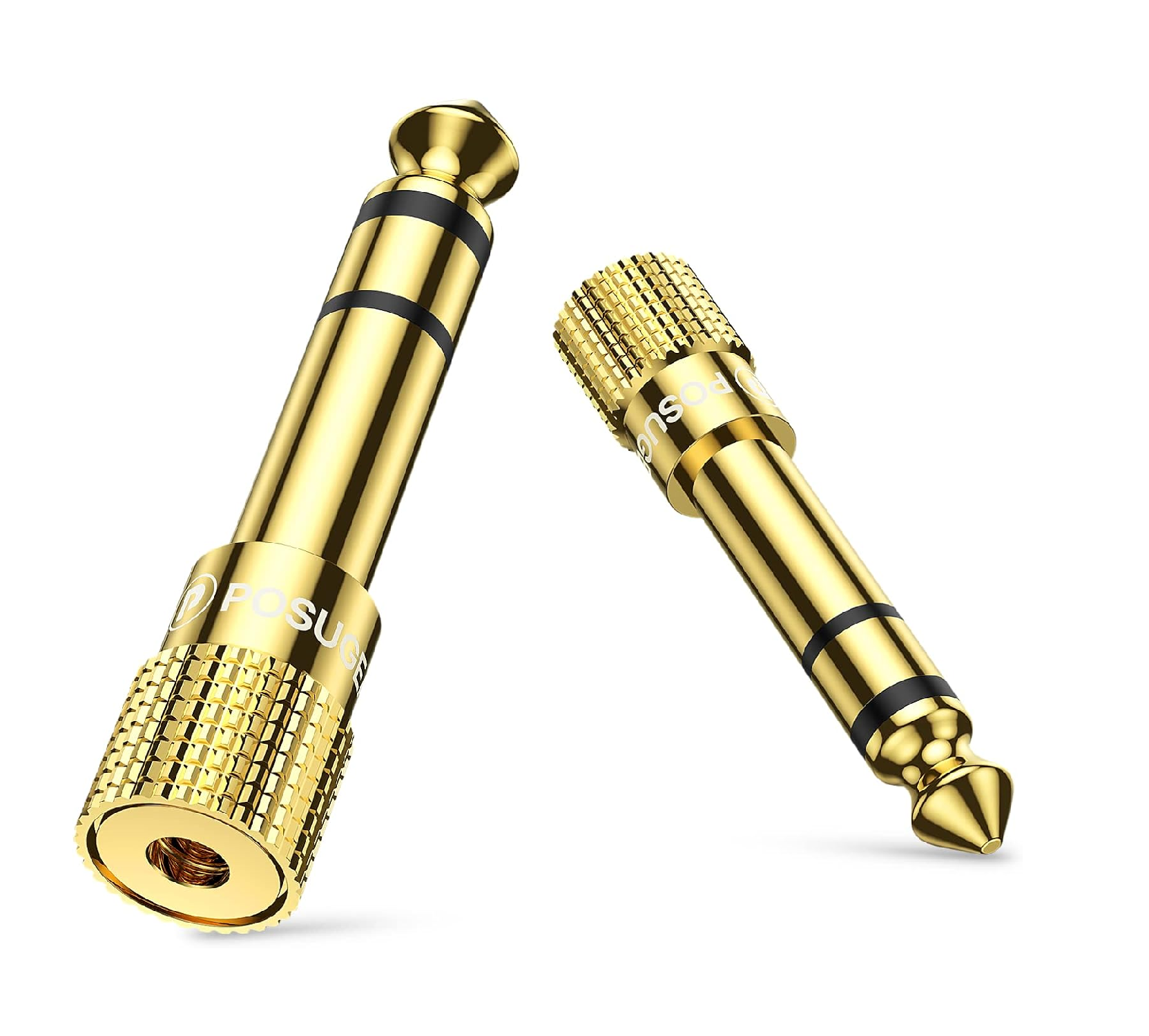 6.35mm to 3.5mm Headphone Adapter Plug Gold Plated Stereo 2 Pack