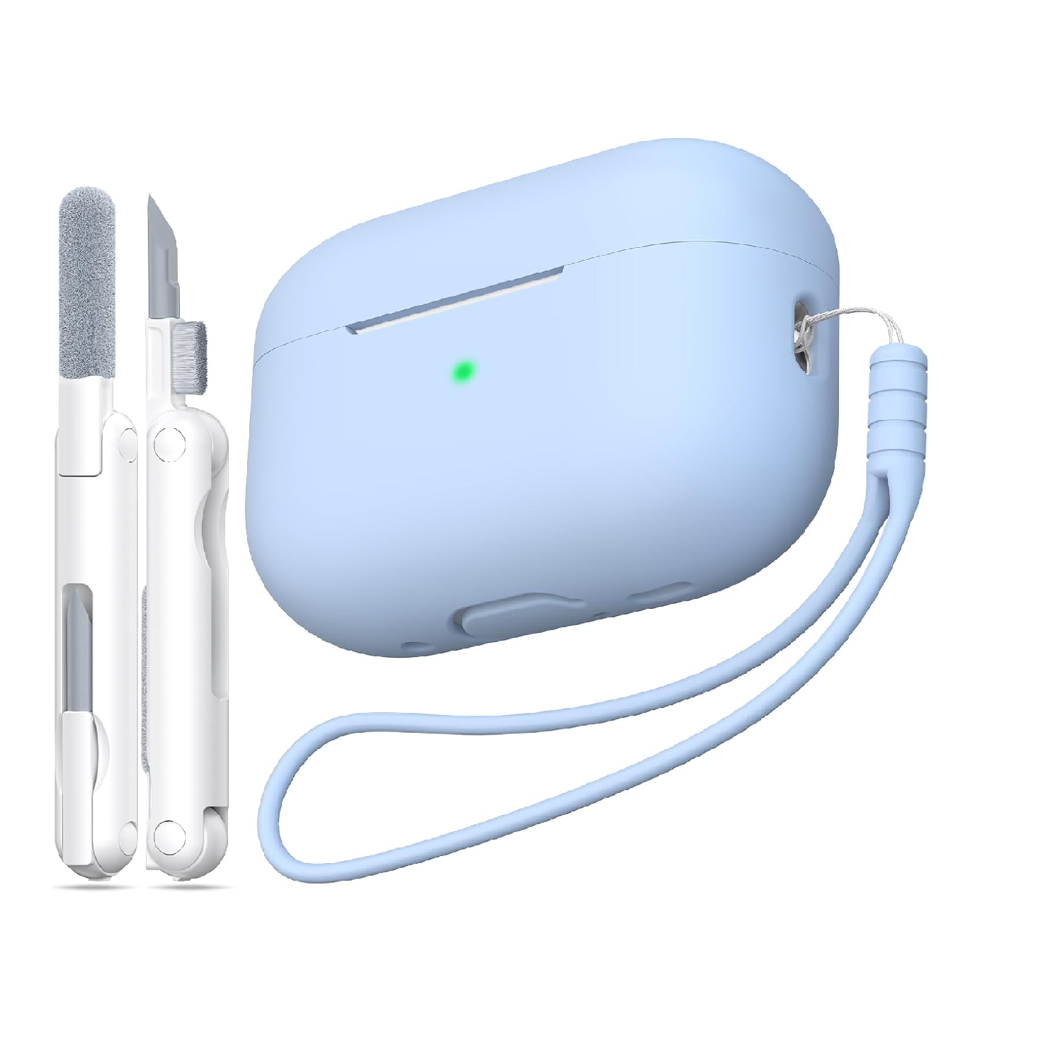 AirPods Pro 2 Case Soft Silicone Shockproof Cover Lanyard Kit Blue
