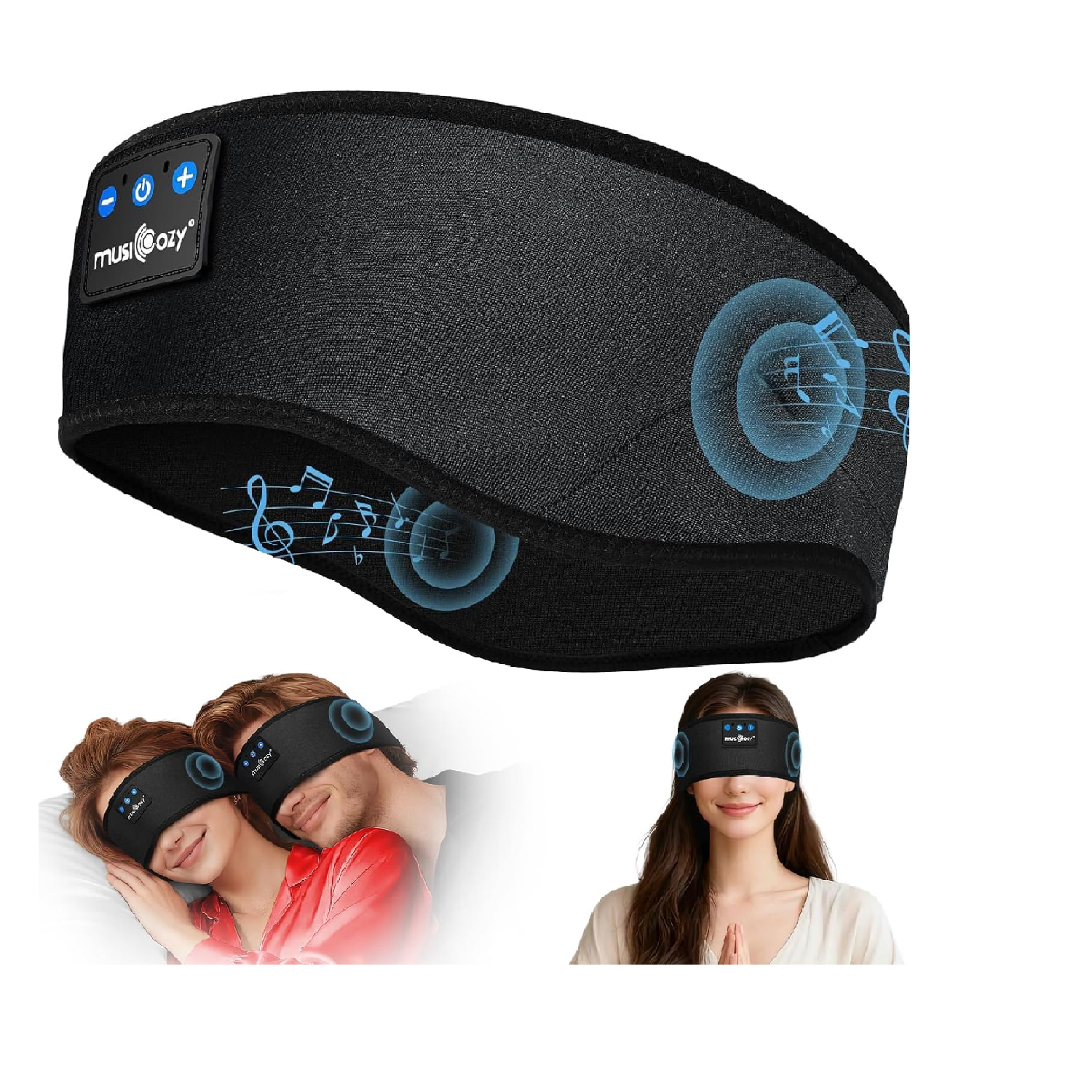 MUSICOZY Sleep Headphones Bluetooth Headband for Side Sleepers 16H Playtime