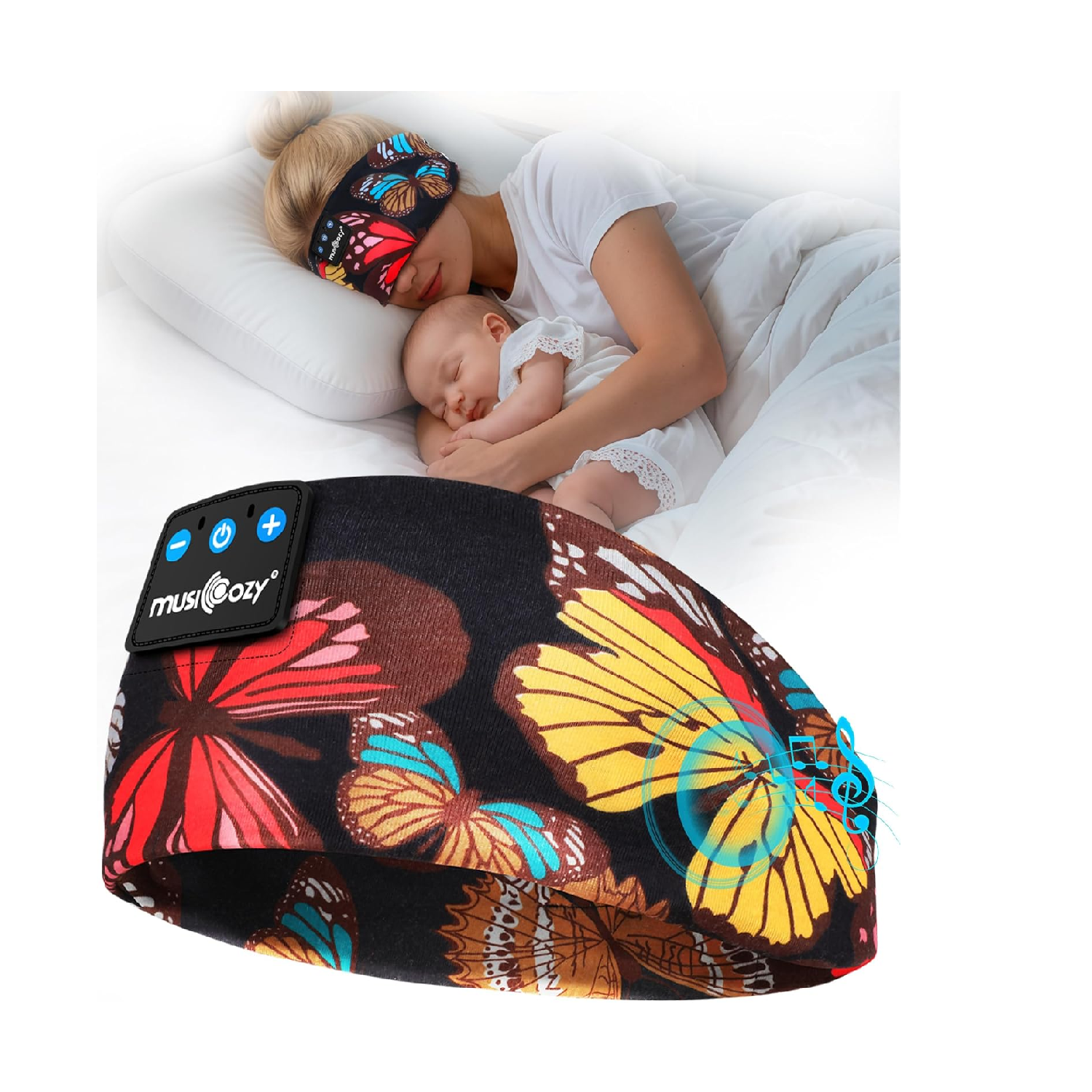MUSICOZY Sleep Headphones Bluetooth Headband for Side Sleepers 16H Playtime