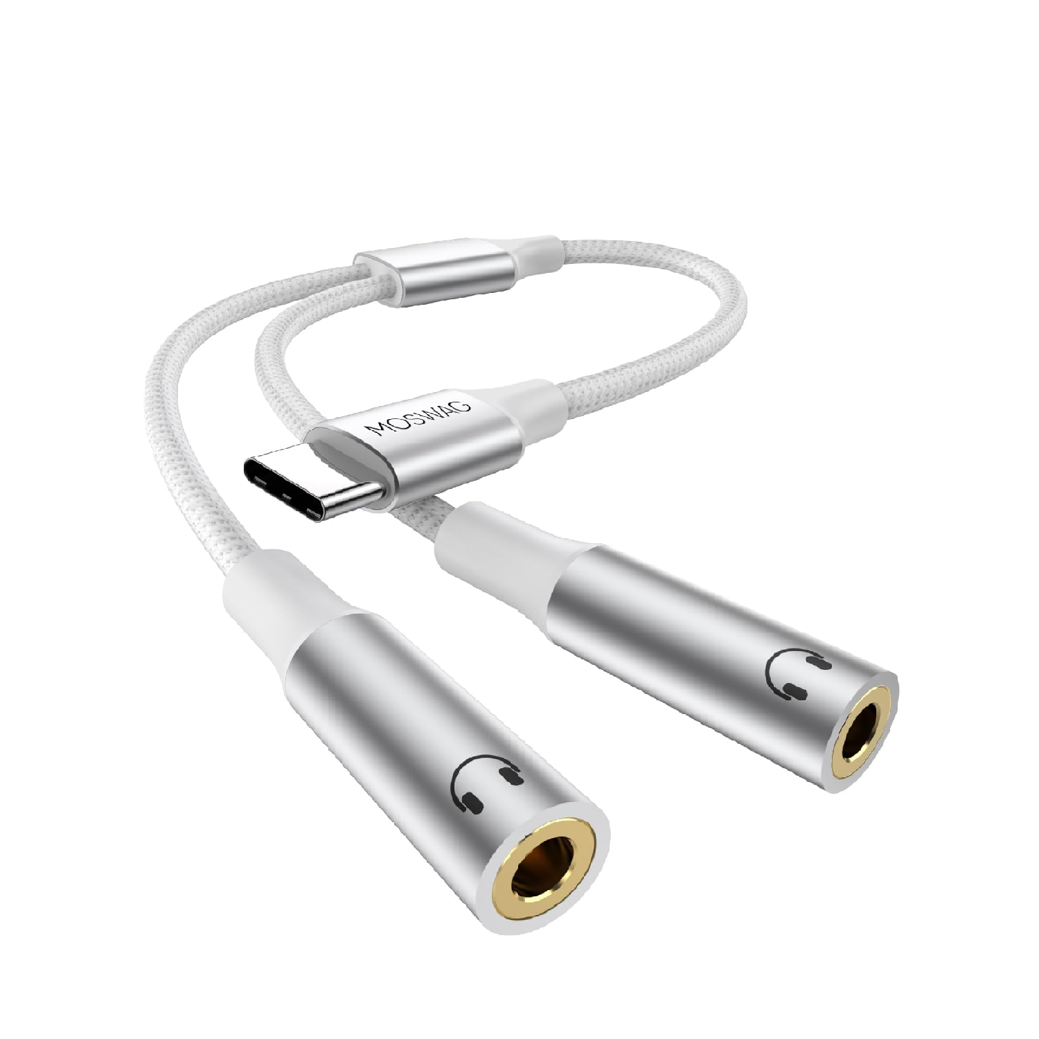 MOSWAG USB-C to Dual 3.5mm Audio Splitter Adapter for Two Headphones