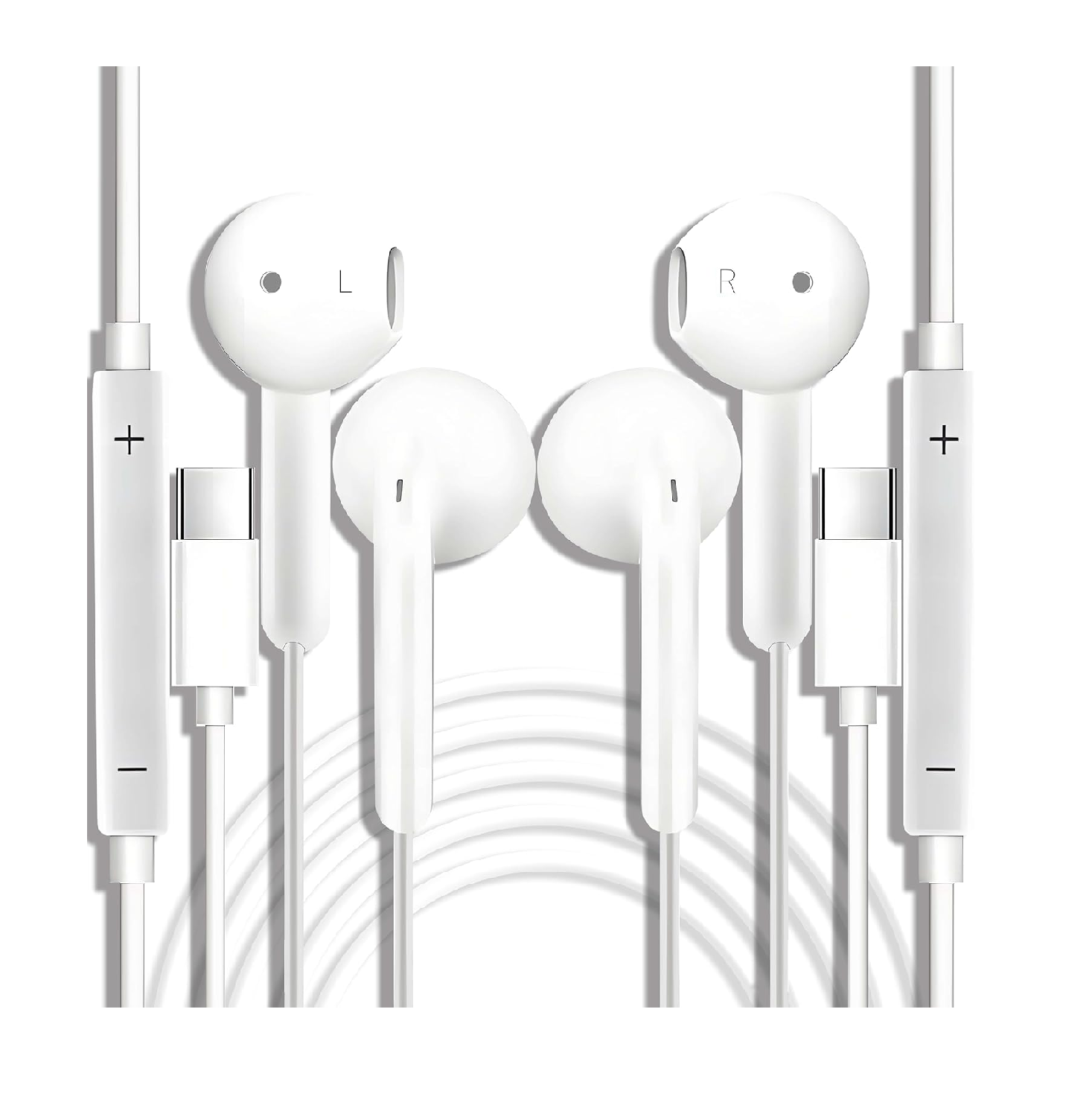USB C Headphones 2 Pack Wired Earbuds with Mic for iPhone 15/16 Galaxy S25 S24