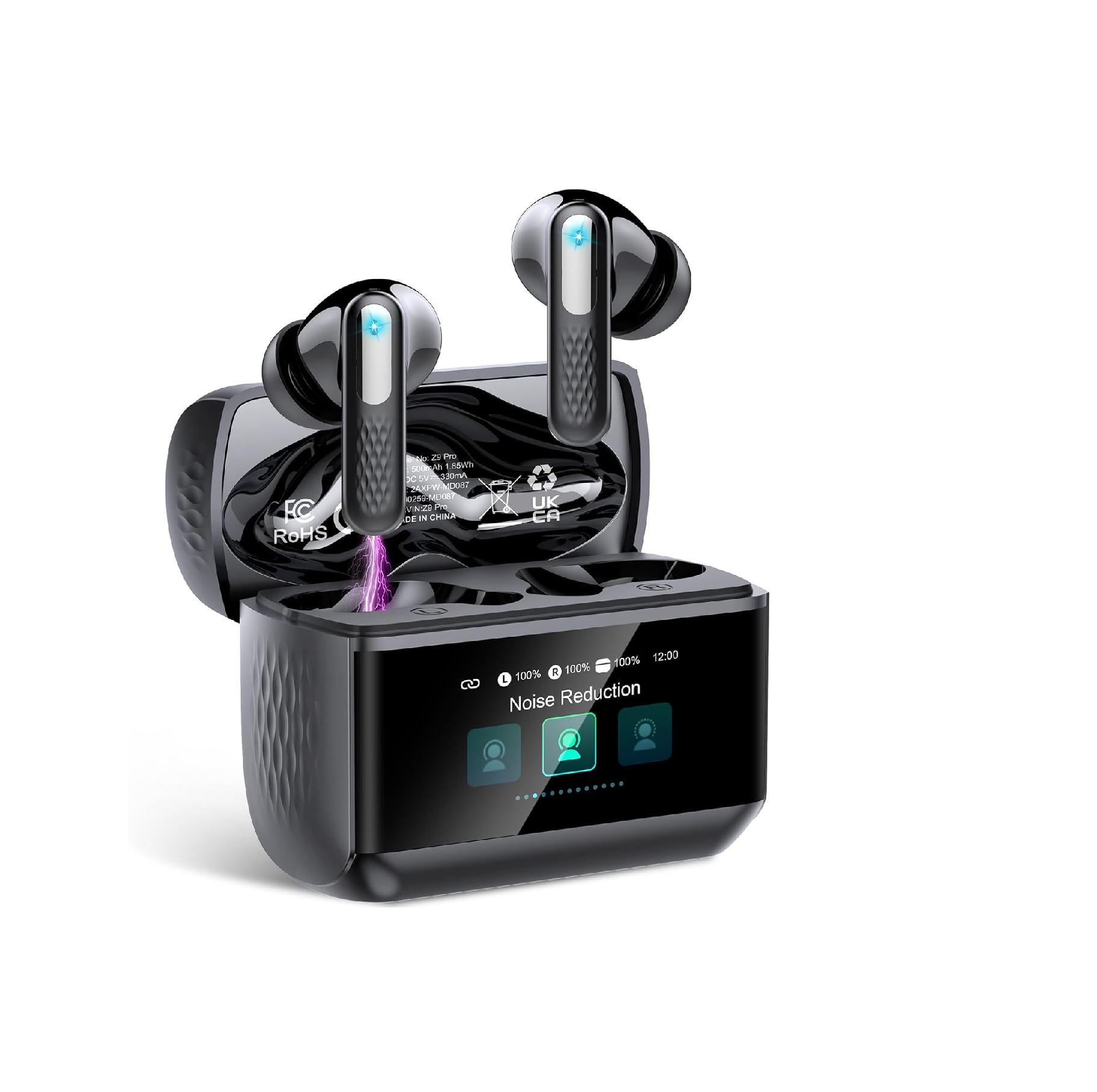 Wireless Bluetooth 5.4 Earbuds 2026, ANC/ENC Noise Cancelling, HiFi Stereo, Touchscreen, IP7 Waterproof (Black)