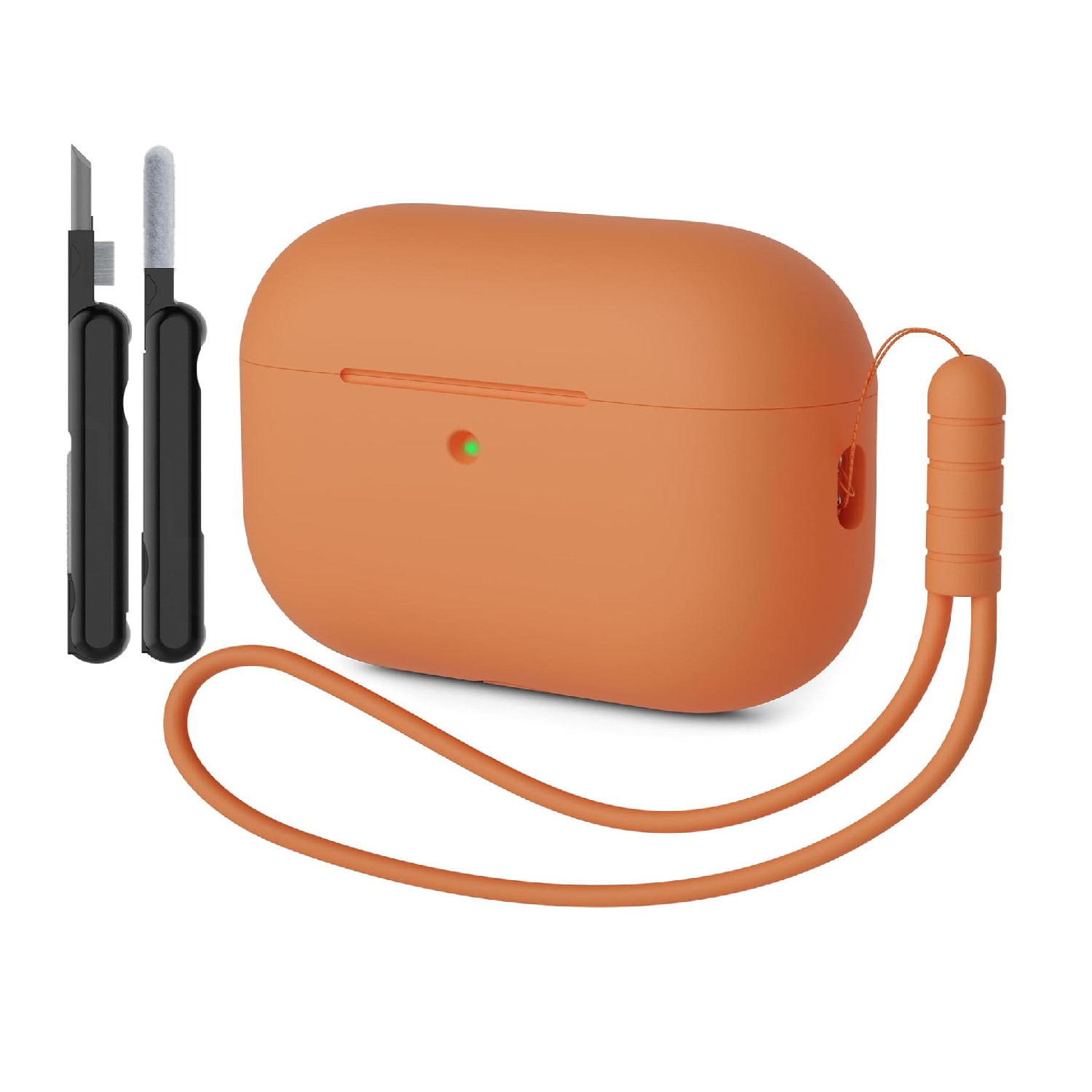 AirPods Pro 3 Case Silicone Cover with Lanyard & Cleaner Kit Orange