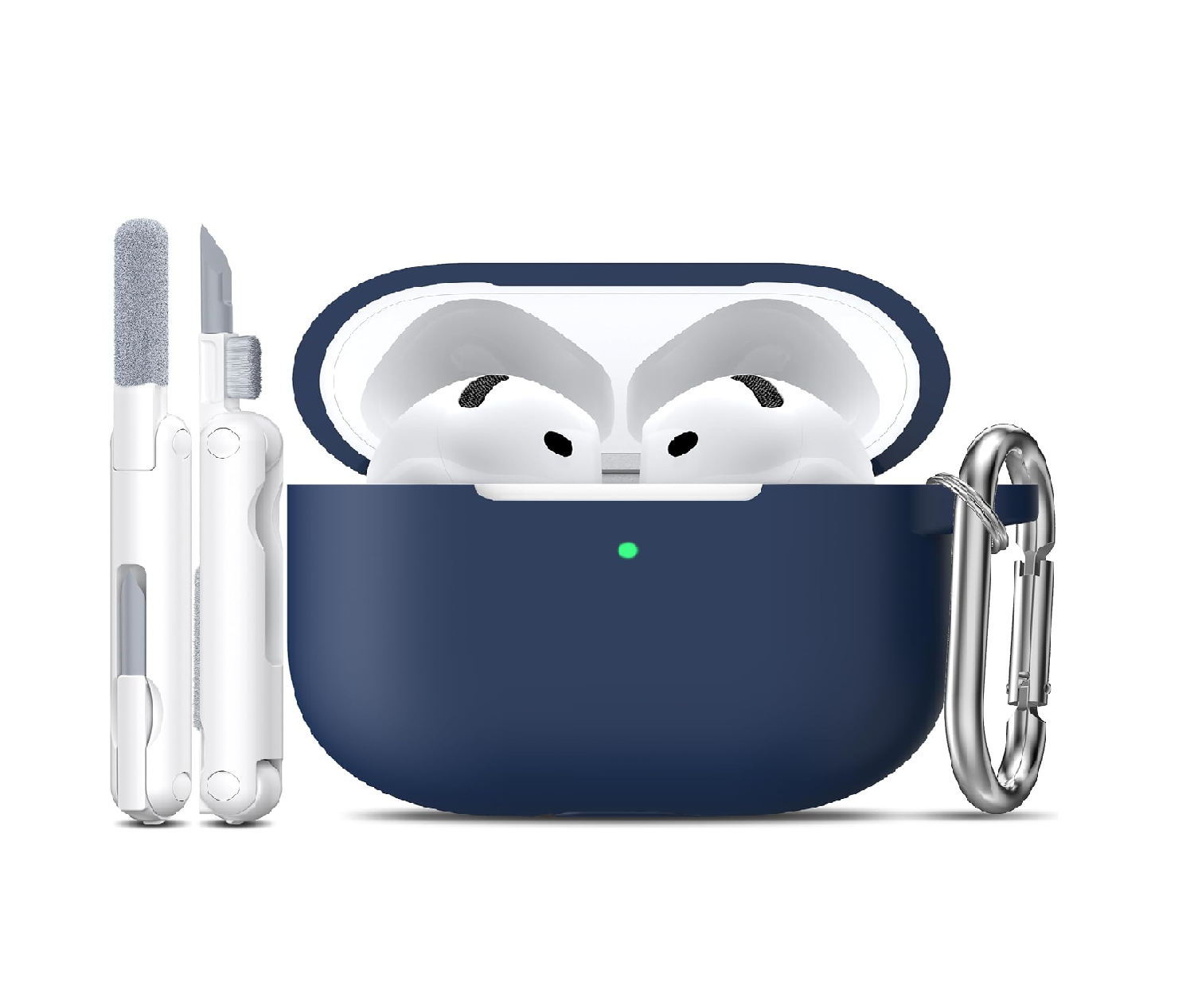 AirPods 4 Shockproof Silicone Case with Keychain & Cleaner, Black