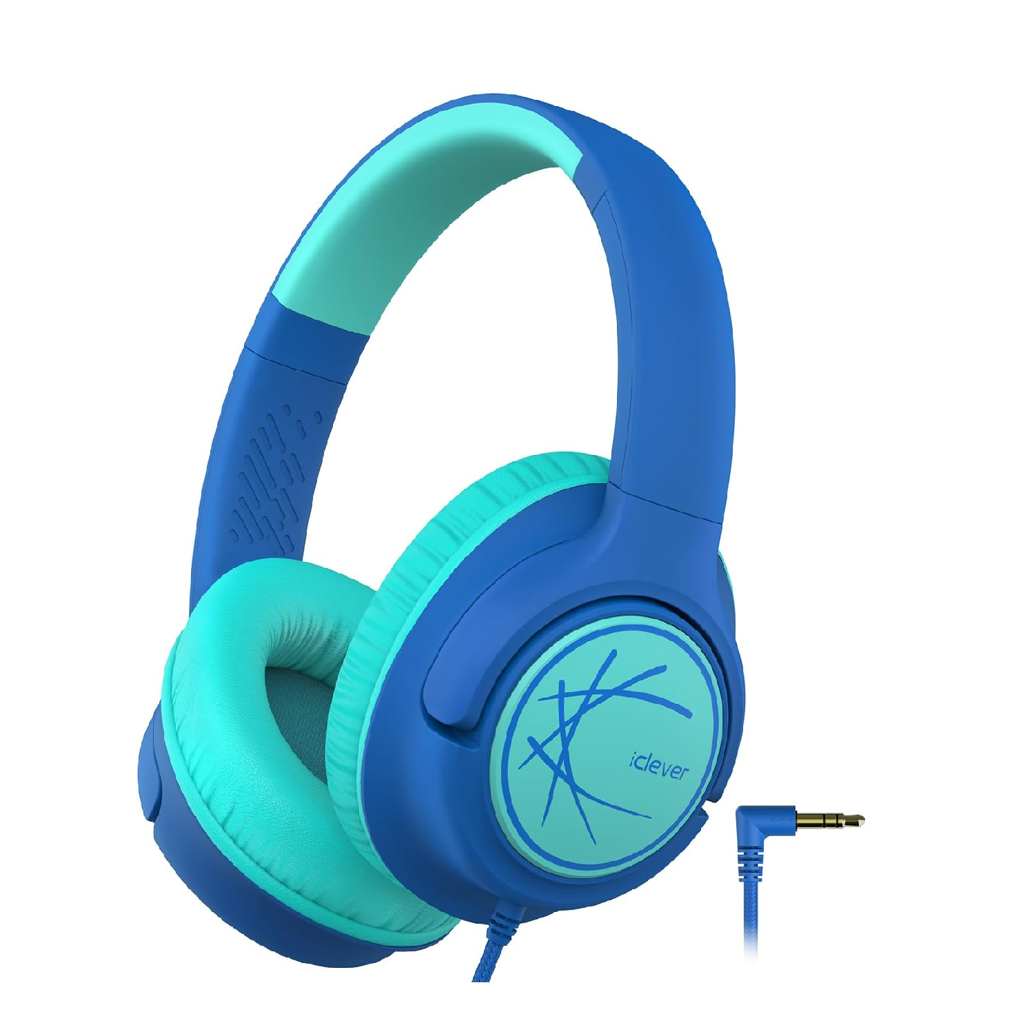iClever Kids Wired Headphones | Safe 85dBA, Foldable, Adjustable, Blue