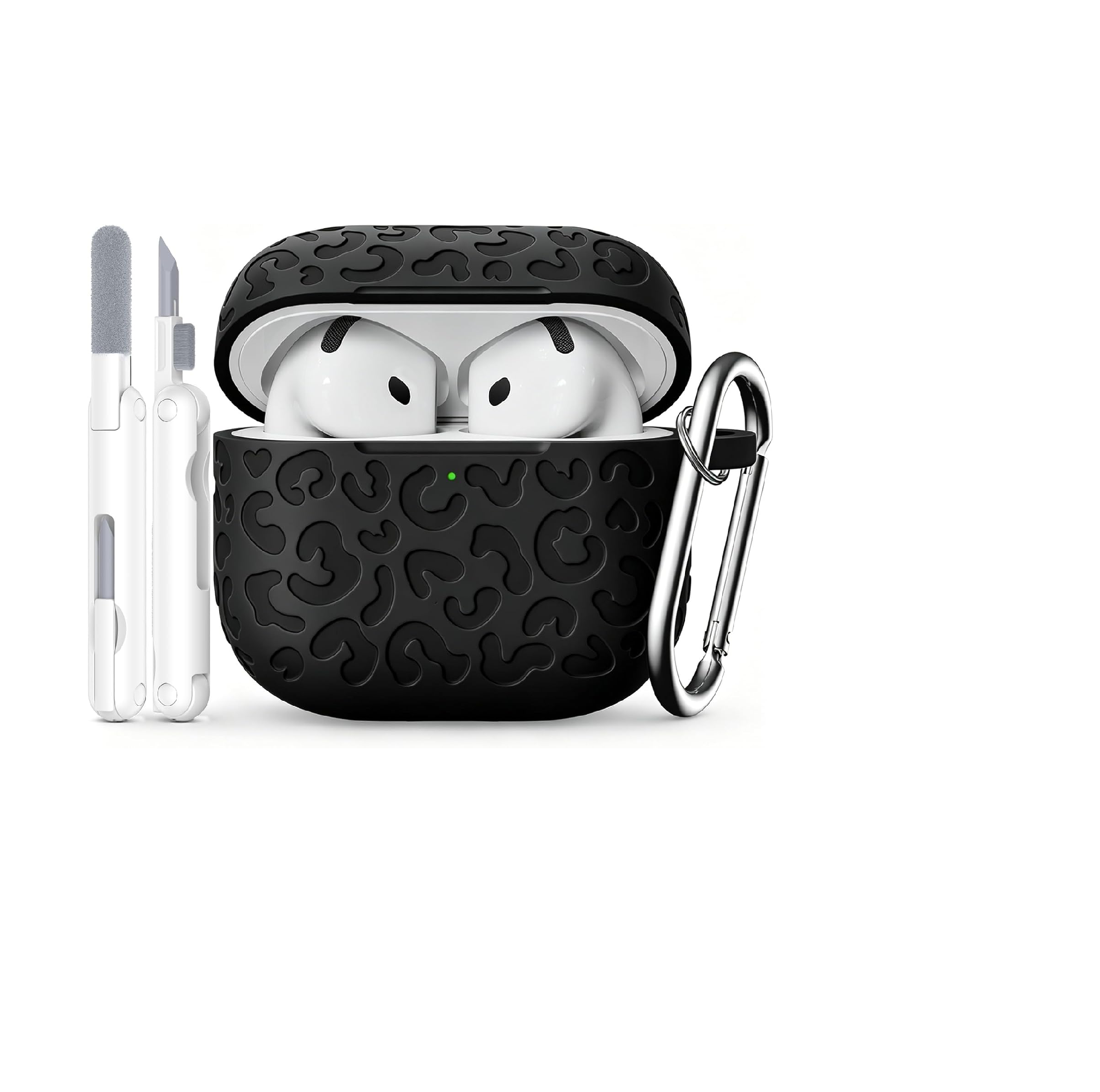 AirPods 4 Case 2024 Leopard Silicone Cover with Keychain & Cleaner
