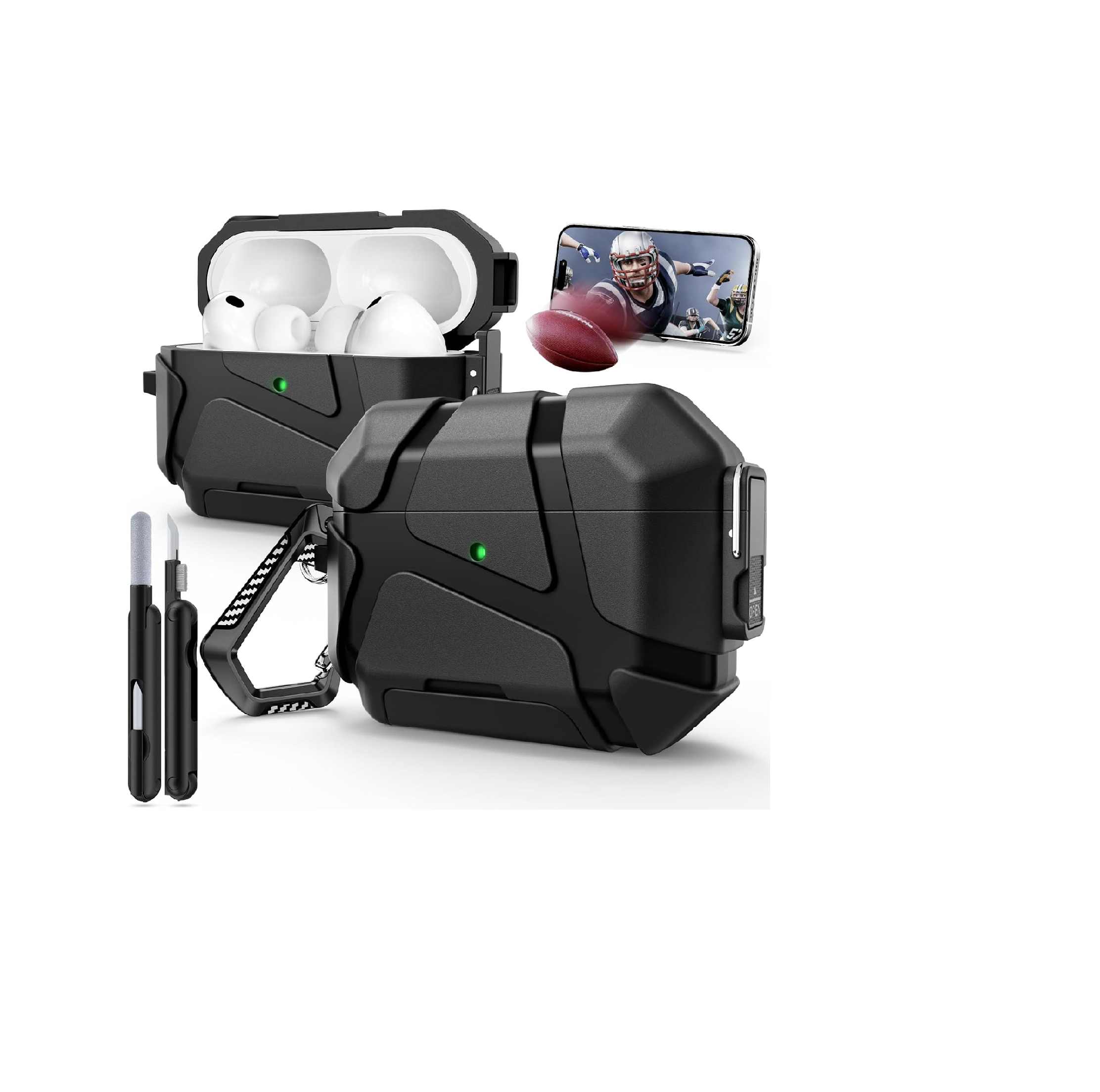 AirPods Pro 3 Case 2025 Secure Lock with Stand, Cleaner & Keychain