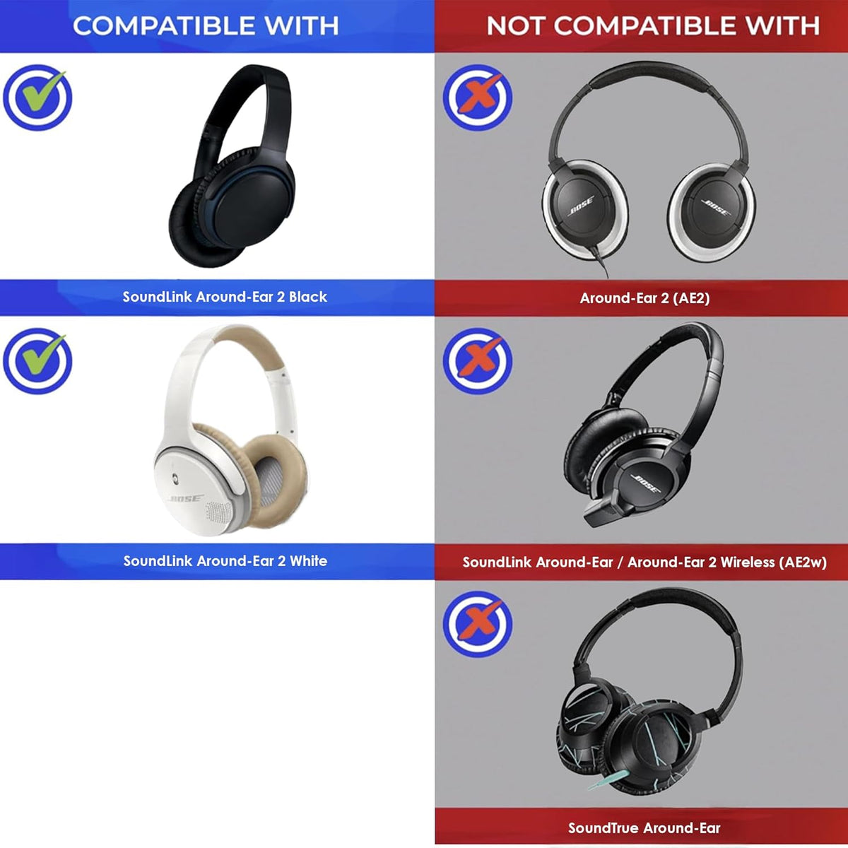 Premium Replacement Ear Pads for Bose SoundLink AE2 Headphones