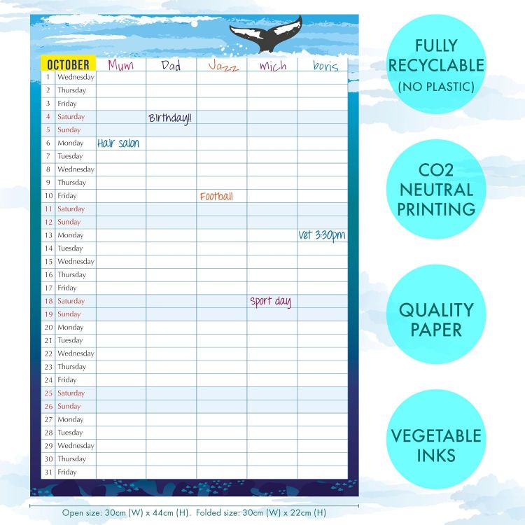 Picture of Family Calendar 2025, monthly planner with 5 columns & Useful as a family planner calendar 2025