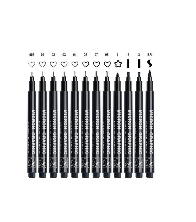 Picture of Black Fineliner Pens, 12 Pack Fineliners Technical Drawing Pens Micro Liner Sketch Pens for Artists, Waterproof Art Pens 