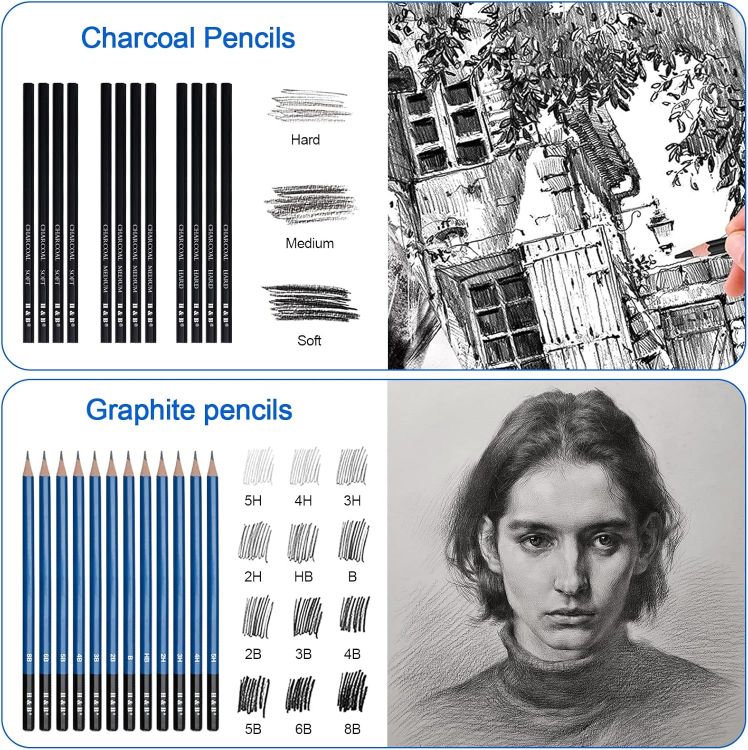Picture of 75Pcs Drawing Set Colouring Pencils Sketch Set,Drawing Pencils with Watercolor Pencil,Metallic Pencil, Sketchbook