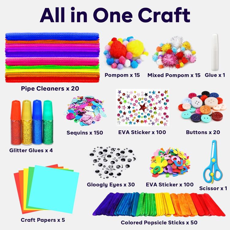 Picture of Arts and Crafts Supplies Kit for Kids Toddlers Age 4 5 6 7 8 9 - All in One D.I.Y. Crafting Kindergarten Homeschool Supply Set