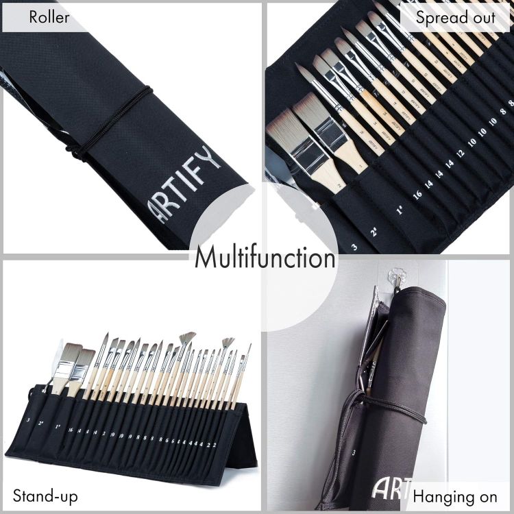 Picture of 24 Pieces Paint Brush Set, Expert Series, Enhanced Synthetic Brush Set with Cloth Roll for Acrylic
