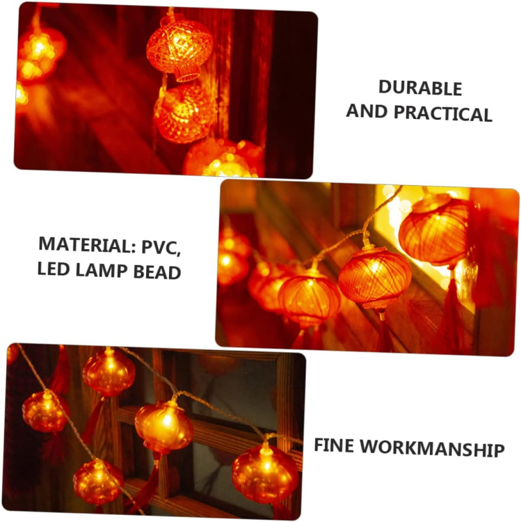 Picture of Chinese Lantern String Fairy Lights – Festive Hanging Decor for Spring Festival & Lunar New Year